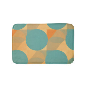 Tapis De Bain Teal, Tan et Orange dans un motif de style rétro