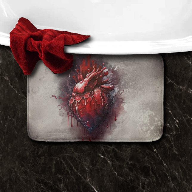 Tapis De Bain Técherie | Coeur avec goutte rouge et or saignant (Créateur téléchargé)