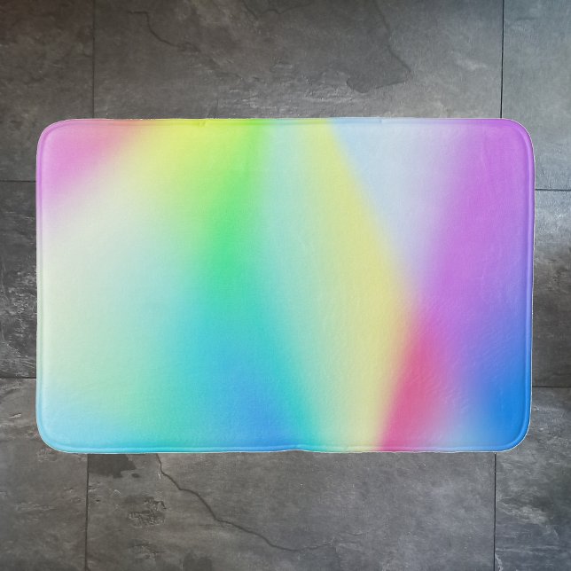 Tapis De Bain teinte arc-en-ciel pastel irisé moderne (Créateur téléchargé)