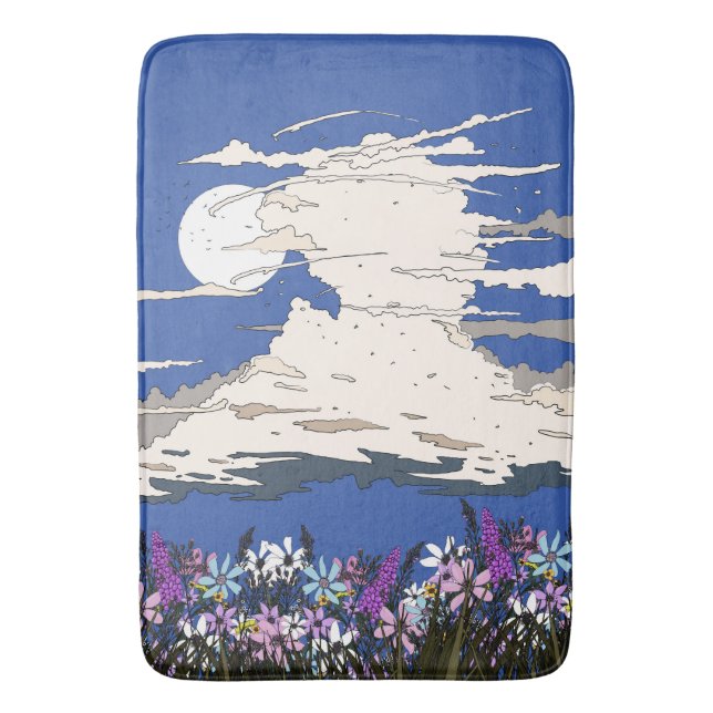 Tapis De Bain Tempête tropicale et fleurs (devant Vertical)