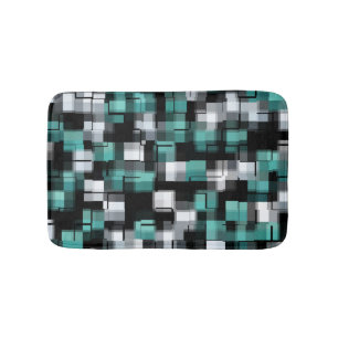 Tapis De Bain Tendance Turquoise Vert Bleu Noir Blanc Abstrait P