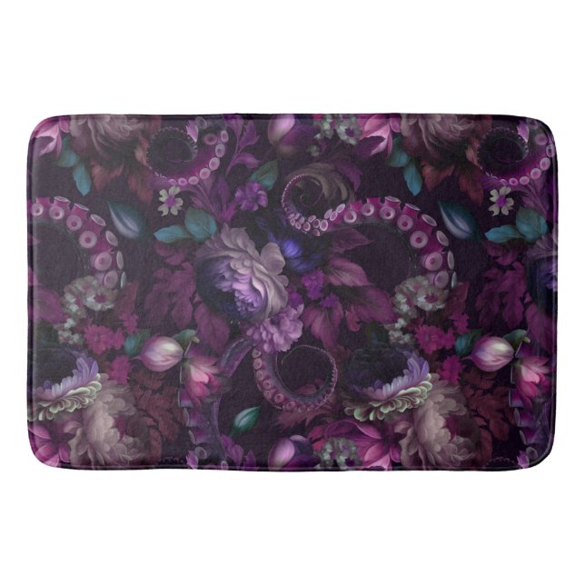 Tapis De Bain Tentacle Gothique Rose Foncé Avec Fleurs (Devant)