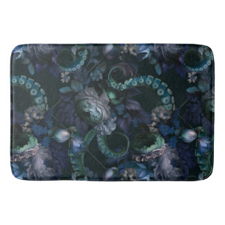 Tapis De Bain Tentacle Turquoise De Cthulhu Gothique Avec Fleurs