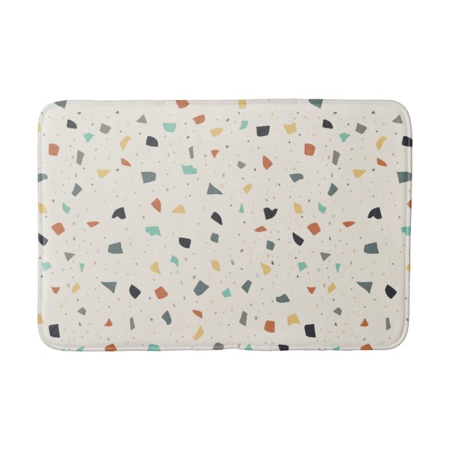 Tapis De Bain Terrazzo Tile Confetti Style Moderne Tons de Terre (Devant)