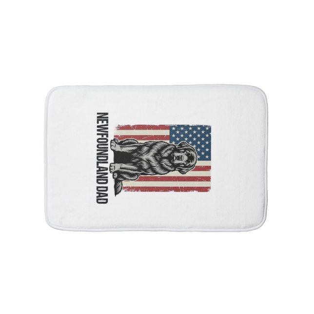 Tapis De Bain Terre-Neuve Papa Chien Patriotique Vintage (Devant)