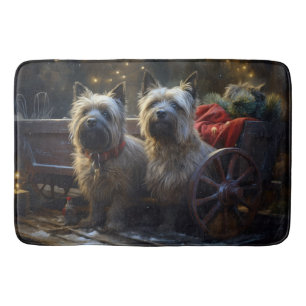 Tapis De Bain Terrier Cairn enneigé Traîneau Décor de Noël