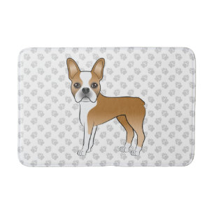 Tapis De Bain Tervueren et Boston Terrier blanc de dessin animé