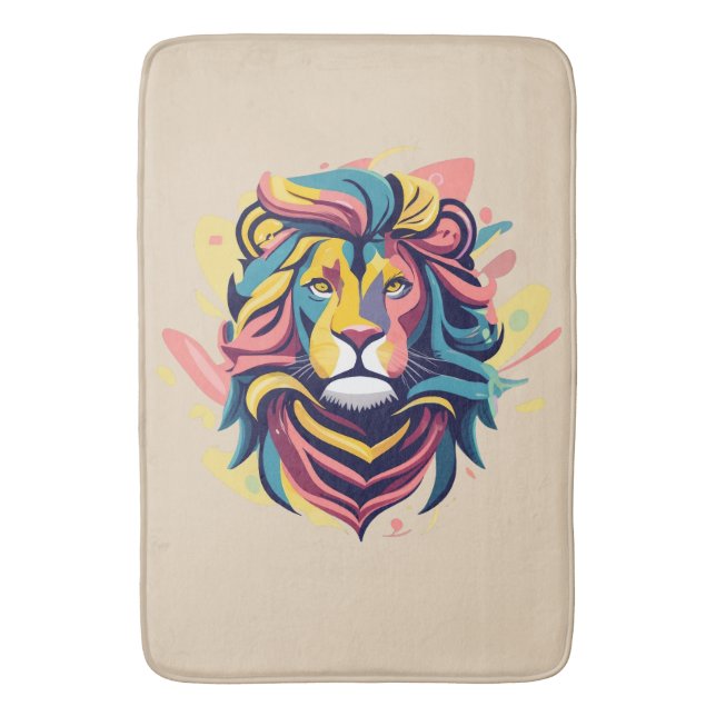 Tapis De Bain Tête de lion Abstraite (devant Vertical)