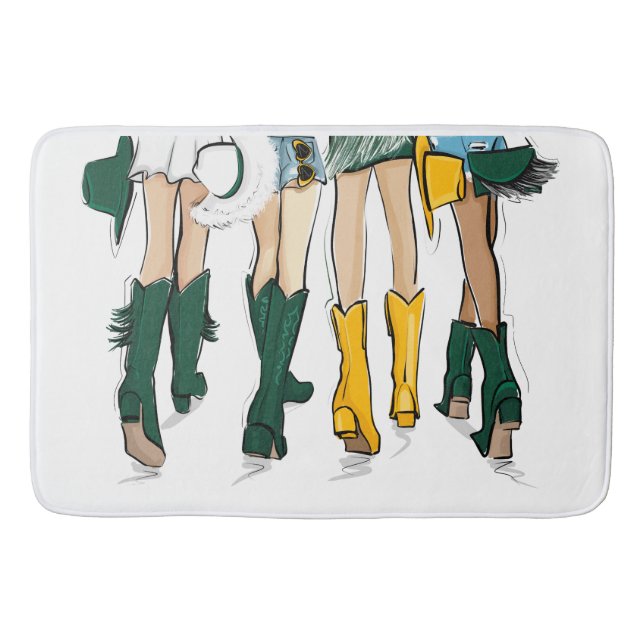 Tapis De Bain Texas Ladies Fashion Cowboy Boot Green Gold (Devant)