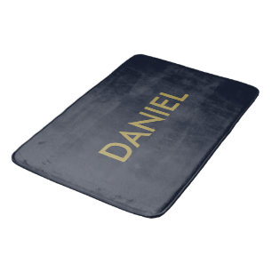 Tapis De Bain Texte minimaliste d'or moderne bleu marine