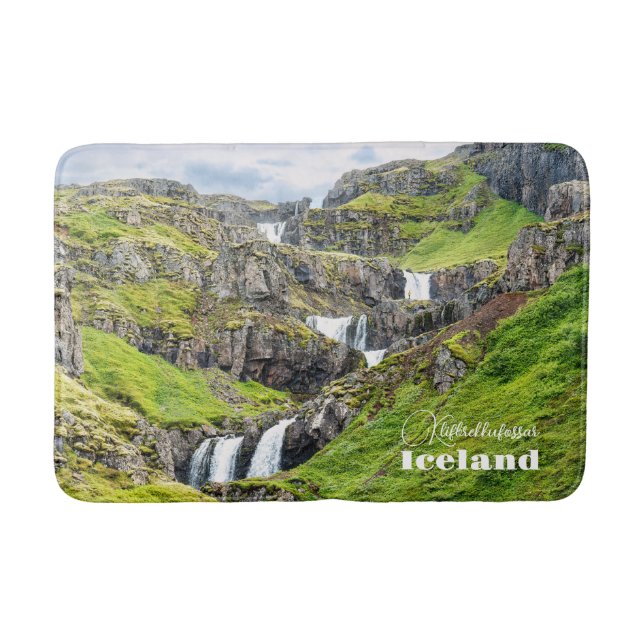 Tapis De Bain Texte personnalisé Klifbrekkufossar, Islande (Devant)