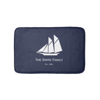 Tapis De Bain Texte personnalisé Mat de bain noir et blanc noir
