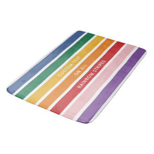 Tapis De Bain Texte personnalisé simple moderne avec arc-en-ciel