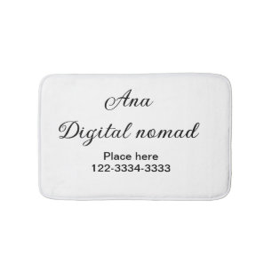 Tapis De Bain Texte simple minimal ajoutez votre nom lieu ville 