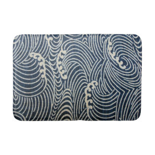 Tapis De Bain Textile japonais vintage, Motif de vague