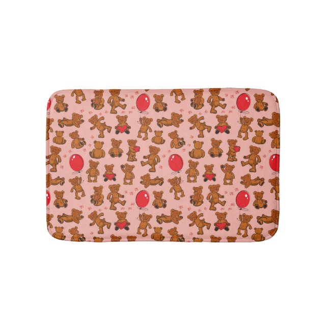 Tapis De Bain Texture avec le nounours, coeurs (Devant)