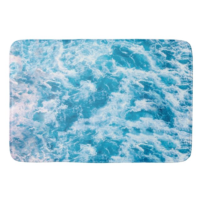 Tapis De Bain Texture d'onde bleu océan (Devant)