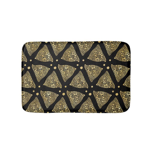 Tapis De Bain Texture d'or moderne Abstrait Triangles Motif (Devant)
