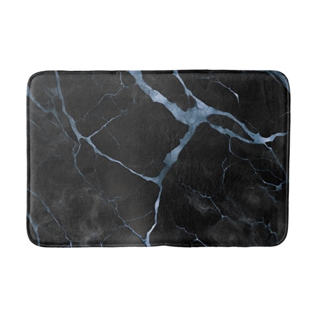 Tapis De Bain Texture en pierre de marbre noir et bleu (Devant)