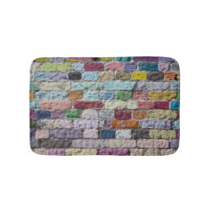 Tapis De Bain Texture murale en brique peinte colorée