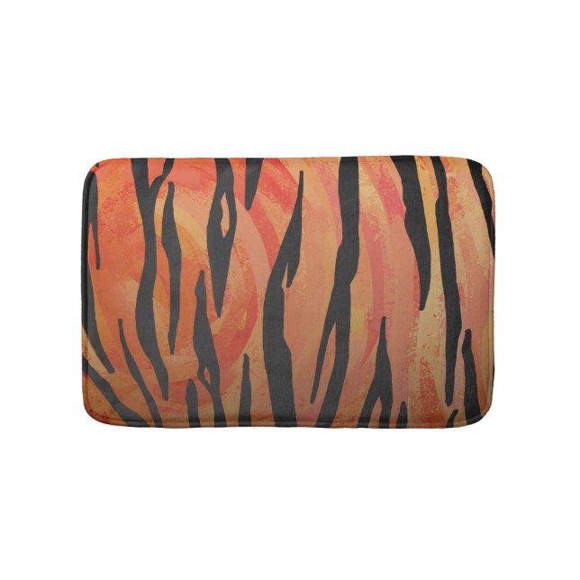 Tapis De Bain Tiger chaud orange et noir (Devant)