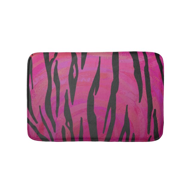 Tapis De Bain Tiger rose chaud et noir (Devant)