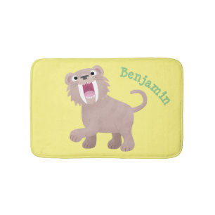 Tapis De Bain Tigre à dents de sabre Smilodon dessin animé migno