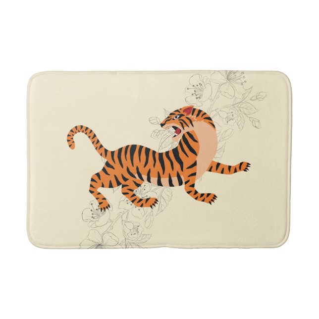 Tapis De Bain Tigre En Fleur De Cerisier (Devant)
