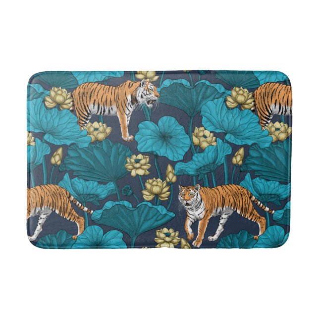 Tapis De Bain Tigres dans l'étang jaune de lotus (Devant)
