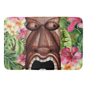 Tapis De Bain Tiki Hawaïen en Bois Thème Tropical Eté
