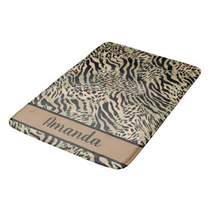 Tapis De Bain tirage Brown et noir de tigre et zèbre