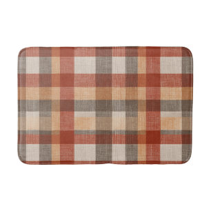 Tapis De Bain Tissu à carreaux automne chaud texture en rouille
