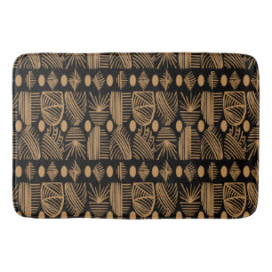 Tapis De Bain Tissu de moisissure tribale des Caraïbes : Noir, O