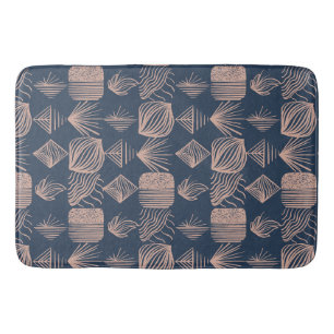 Tapis De Bain Tissu Tribal des Caraïbes audacieux : bleu marine,