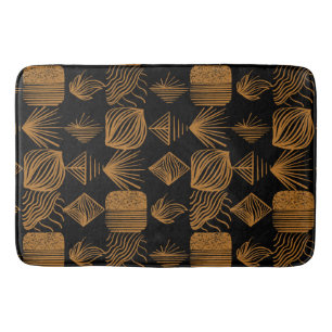 Tapis De Bain Tissu Tribal des Caraïbes : Noir, Or