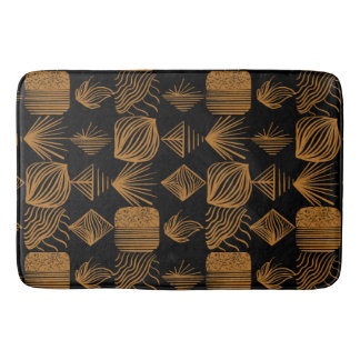 Tapis De Bain Tissu Tribal des Caraïbes : Noir, Or