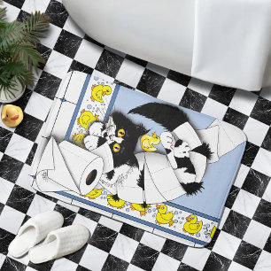 Tapis De Bain Toilette de chat Papier bleu Jaune