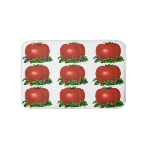 Tapis De Bain Tomate Rouge Mûr Vintage, Légumes et Fruits