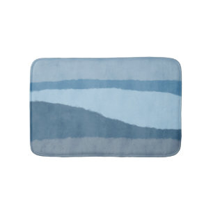 Tapis De Bain Tons Abstraits côtiers du chaume bleu