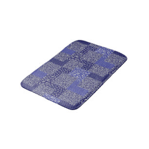 Tapis De Bain Tons Chintz Motif de Patchwork de Polka bleu point