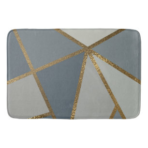 Tapis De Bain Tons gris et bronze or Bain géométrique Chic