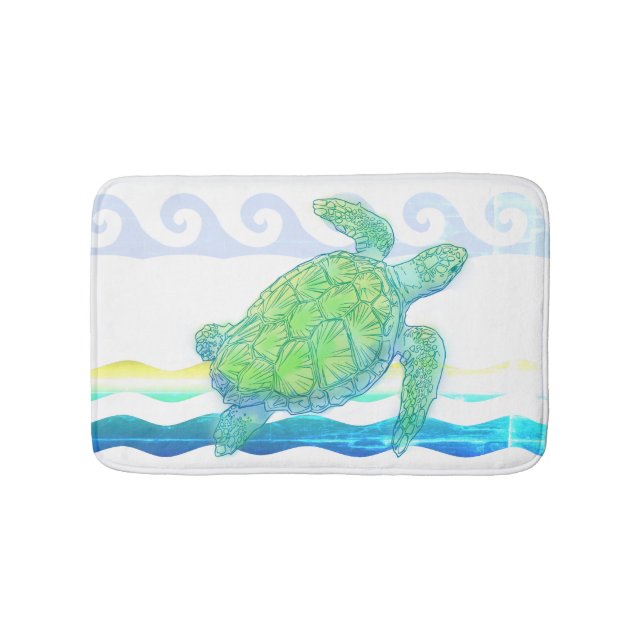 Tapis De Bain Tortue bleue et verte (Devant)