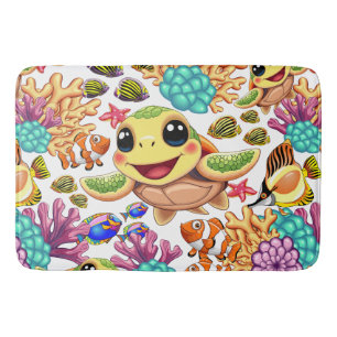 Tapis De Bain Tortue de mer Bébé heureux et mignonne personnage