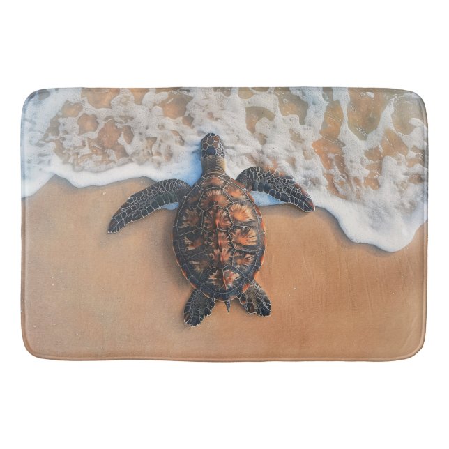 Tapis De Bain Tortue de mer sur la plage (Devant)