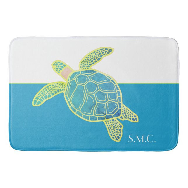 Tapis De Bain Tortue marine marine marine Turquoise bleue (Devant)