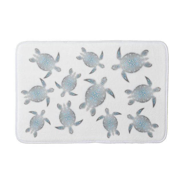 Tapis De Bain Tortues marines argentées blanches (Devant)