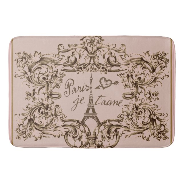 Tapis De Bain Tour Eiffel "j'aime le taime de Paris" "Paris Je " (Devant)