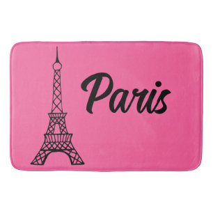 Tapis De Bain Tour Eiffel Paris rose vif Mat Tapis