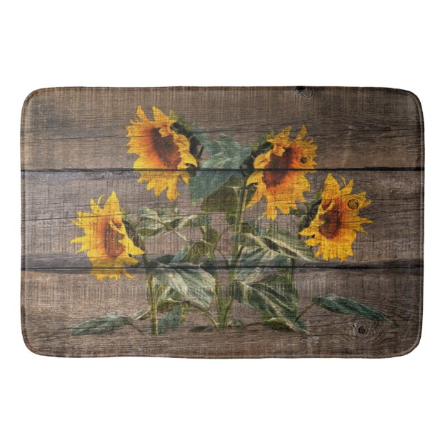 Tapis De Bain Tournesol rustique en bois (Devant)