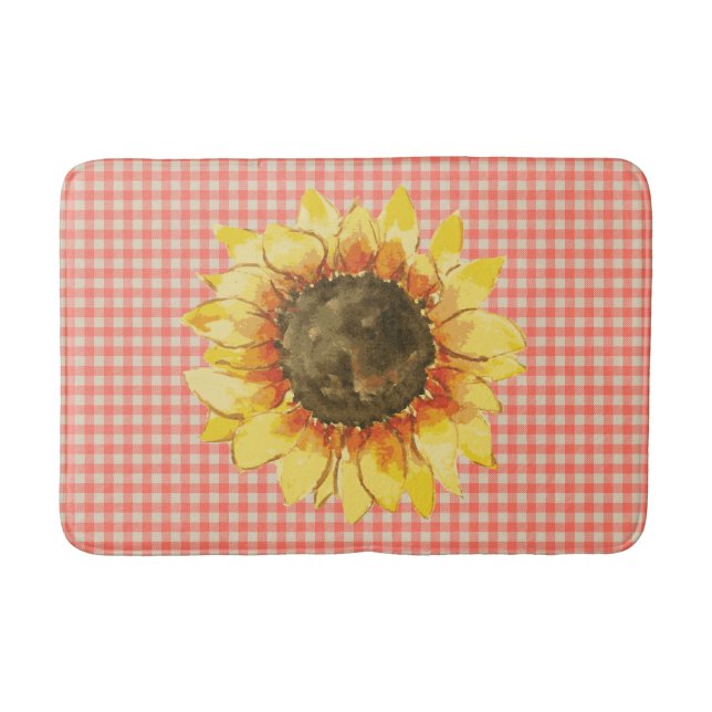 Tapis De Bain Tournesol sur Gingham (Devant)